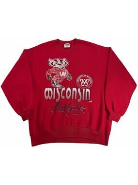 Vintage 90s Wisconsin Badgers Crewneck Men's XL Team Edition Apparel Sweatshirt